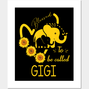 Sunflower Elephant Blessed To Be Called Gigi Mothers Day Posters and Art